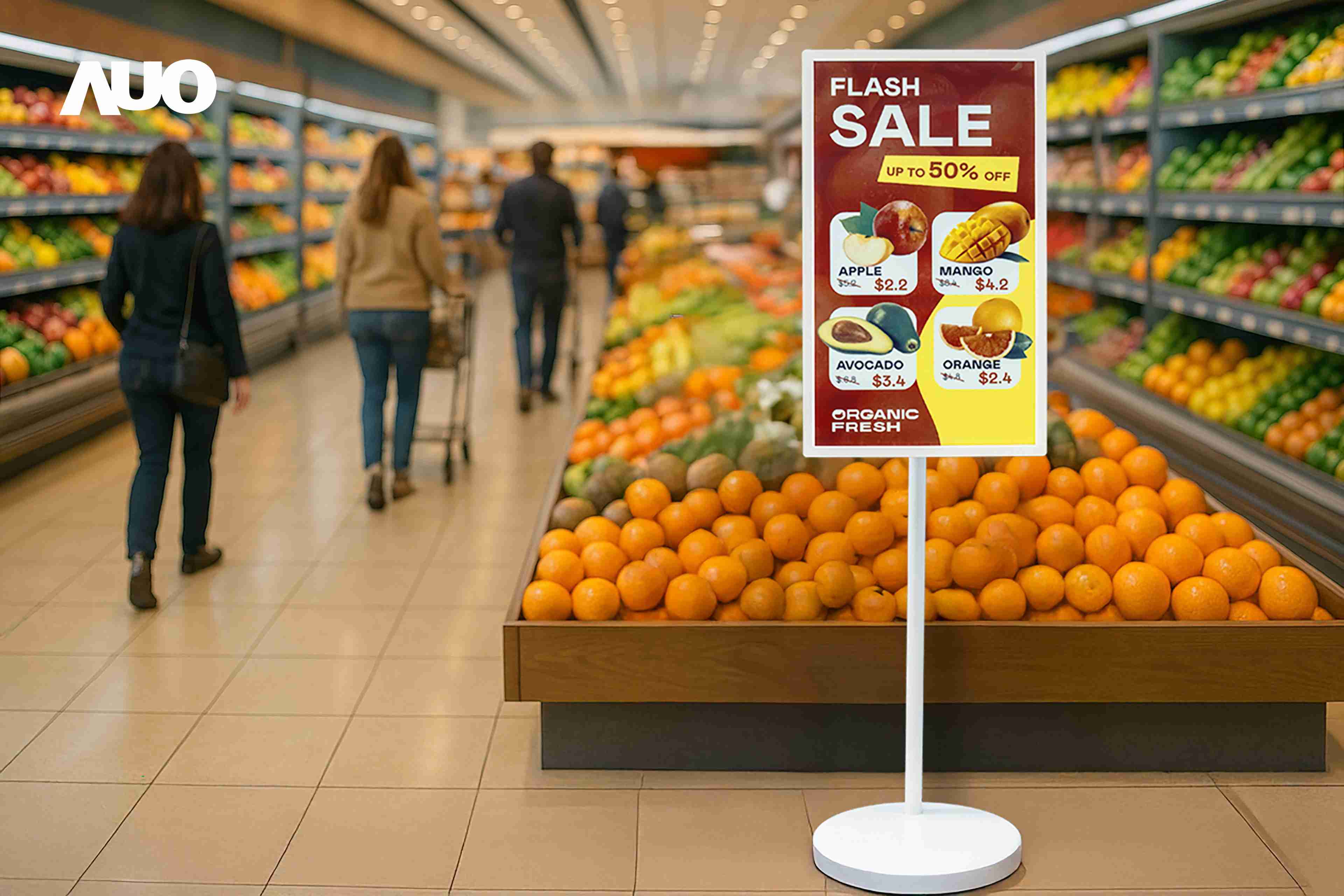 达擎首亮相低功耗、、、、全彩的〝aecoPost电子纸解决方案〞，，，仅在更新画面时需要微量的电力驱动，，无需布建电线的便捷设计，，使其可灵活应用、、随意置放，，，，并可透过云端或行动装置app，，，轻松管理及排程广告内容，，，晋升店头营销利器。。